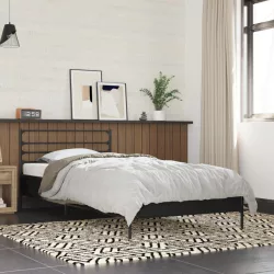 fekete szerelt fa és fém ágykeret 100 x 200 cm