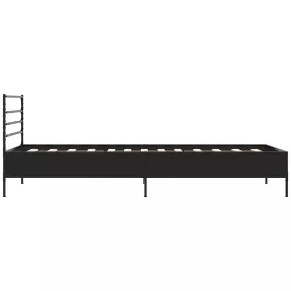 fekete szerelt fa és fém ágykeret 100 x 200 cm