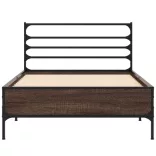 barna tölgyszínű szerelt fa és fém ágykeret 90 x 190 cm
