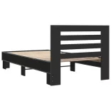 fekete szerelt fa és fém ágykeret 100 x 200 cm