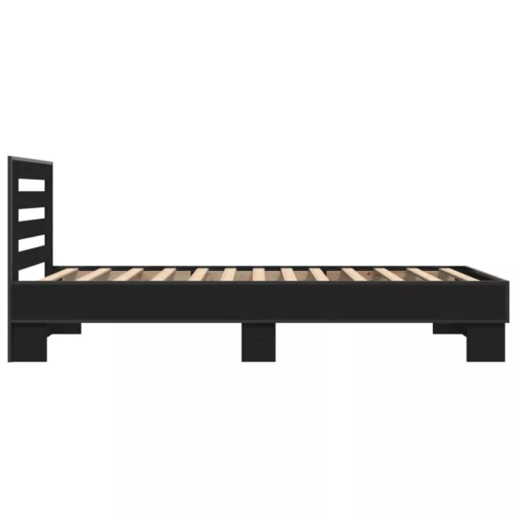 fekete szerelt fa és fém ágykeret 75 x 190 cm