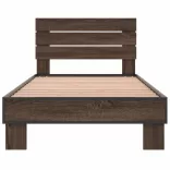 barna tölgyszínű szerelt fa és fém ágykeret 90 x 200 cm