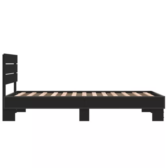 fekete szerelt fa és fém ágykeret 75 x 190 cm