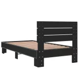 fekete szerelt fa és fém ágykeret 75 x 190 cm