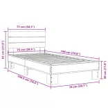 fekete szerelt fa és fém ágykeret 75 x 190 cm