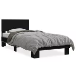 fekete szerelt fa és fém ágykeret 75 x 190 cm