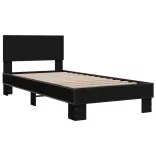 fekete szerelt fa és fém ágykeret 75 x 190 cm