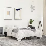 fekete szerelt fa és fém ágykeret 120 x 200 cm
