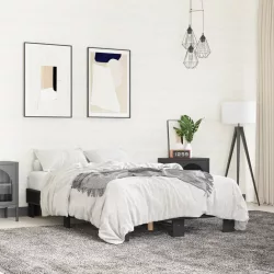 fekete szerelt fa és fém ágykeret 120 x 200 cm