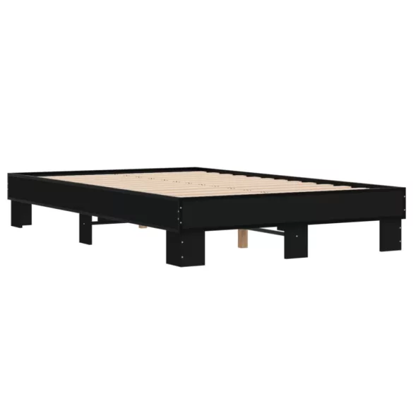 fekete szerelt fa és fém ágykeret 120 x 200 cm