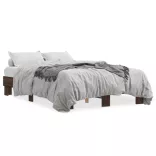 barna tölgyszínű szerelt fa és fém ágykeret 120 x 200 cm