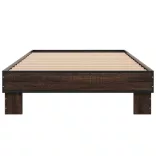 barna tölgyszínű szerelt fa és fém ágykeret 100 x 200 cm