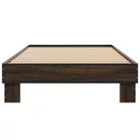 barna tölgyszínű szerelt fa és fém ágykeret 75 x 190 cm