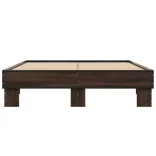 barna tölgyszínű szerelt fa és fém ágykeret 135 x 190 cm