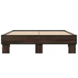 barna tölgyszínű szerelt fa és fém ágykeret 140x190 cm