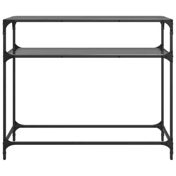 acél tálalóasztal fekete üveglappal 98 x 35 x 81 cm