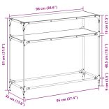 acél tálalóasztal fekete üveglappal 98 x 35 x 81 cm