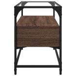 barna tölgy színű szerelt fa TV-szekrény üveglappal 80x35x51 cm