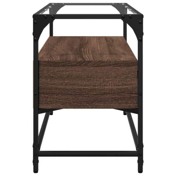 barna tölgy színű szerelt fa TV-szekrény üveglappal 80x35x51 cm