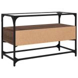 barna tölgy színű szerelt fa TV-szekrény üveglappal 80x35x51 cm