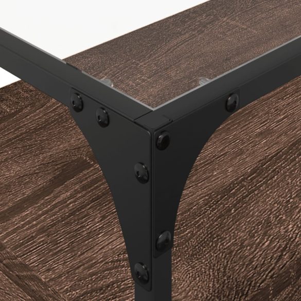 barna tölgy színű szerelt fa TV-szekrény üveglappal 80x35x51 cm