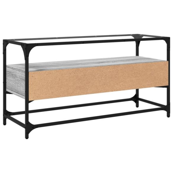 szürke sonoma szerelt fa TV-szekrény üveglappal 98 x 35 x 51 cm