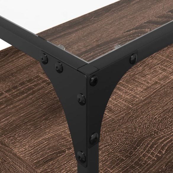 barna tölgy színű szerelt fa TV-szekrény üveglappal 98x35x51 cm