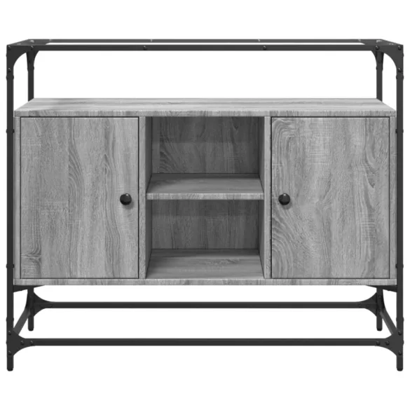 szürke sonoma szerelt fa tálalószekrény üveglappal 98x35x81 cm