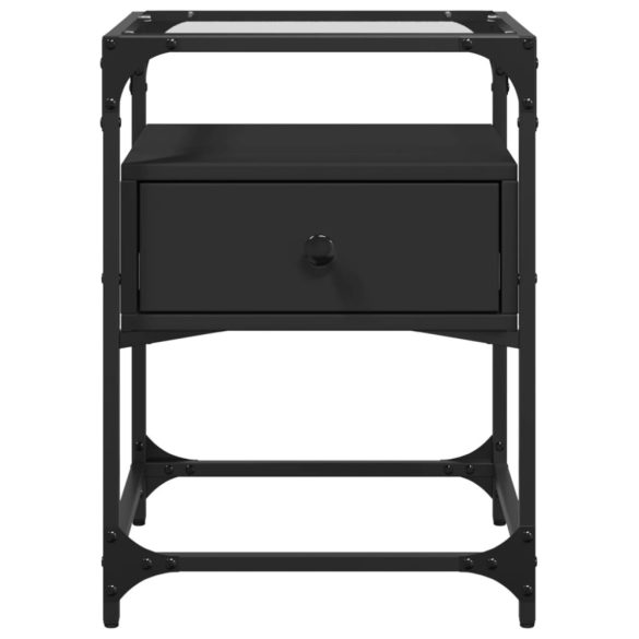 2 db fekete szerelt fa éjjeliszekrény 40 x 40 x 55 cm