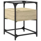 2 db sonoma tölgy színű szerelt fa éjjeliszekrény 40x40x55 cm