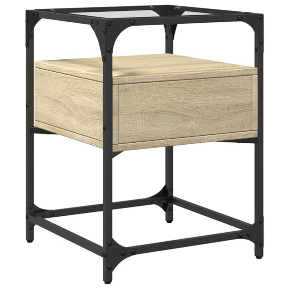 2 db sonoma tölgy színű szerelt fa éjjeliszekrény 40x40x55 cm