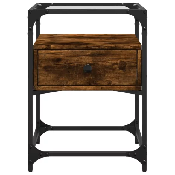 füstös tölgy színű szerelt fa éjjeliszekrény 40 x 40 x 55 cm