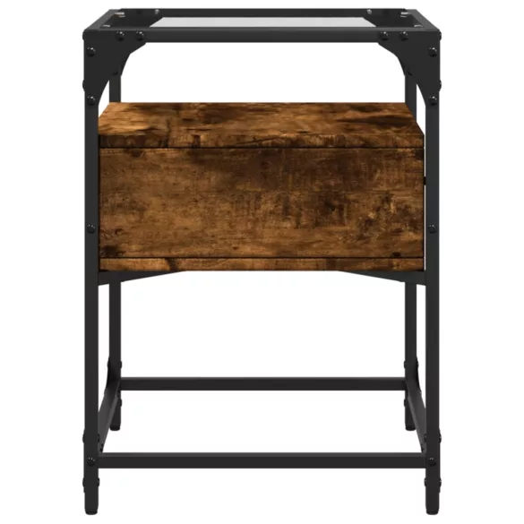 füstös tölgy színű szerelt fa éjjeliszekrény 40 x 40 x 55 cm