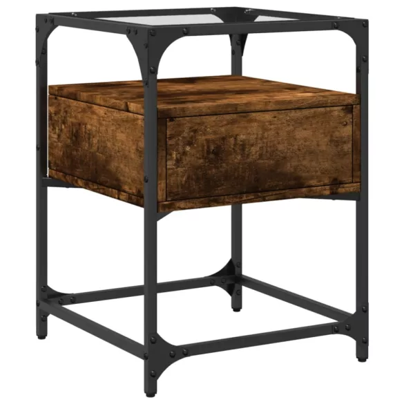 füstös tölgy színű szerelt fa éjjeliszekrény 40 x 40 x 55 cm