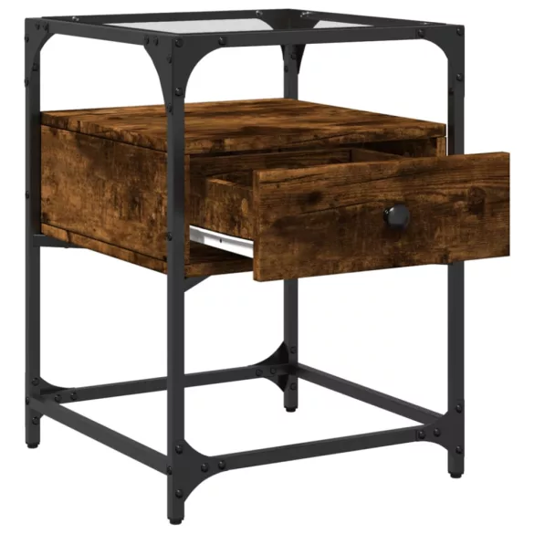 füstös tölgy színű szerelt fa éjjeliszekrény 40 x 40 x 55 cm