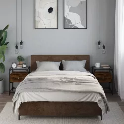   2 db füstös tölgy színű szerelt fa éjjeliszekrény 40x40x55 cm