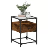 2 db füstös tölgy színű szerelt fa éjjeliszekrény 40x40x55 cm