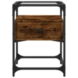 2 db füstös tölgy színű szerelt fa éjjeliszekrény 40x40x55 cm