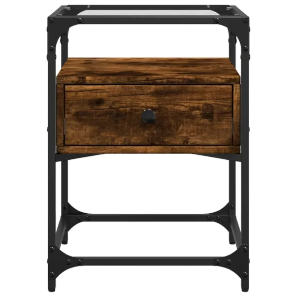 2 db füstös tölgy színű szerelt fa éjjeliszekrény 40x40x55 cm