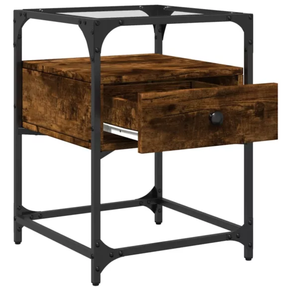 2 db füstös tölgy színű szerelt fa éjjeliszekrény 40x40x55 cm