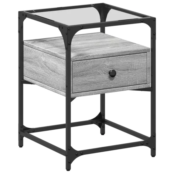 szürke sonoma színű szerelt fa éjjeliszekrény 40 x 40 x 55 cm