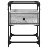 szürke sonoma színű szerelt fa éjjeliszekrény 40 x 40 x 55 cm