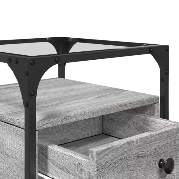 szürke sonoma színű szerelt fa éjjeliszekrény 40 x 40 x 55 cm