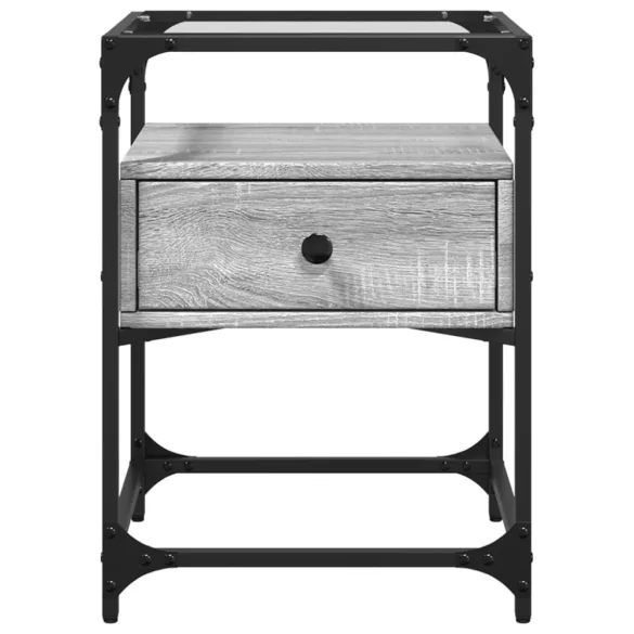 2 db szürke sonoma színű szerelt fa éjjeliszekrény 40x40x55 cm