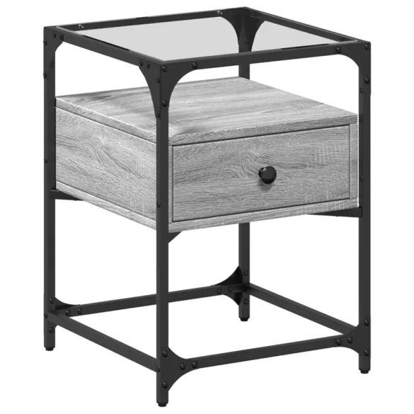 2 db szürke sonoma színű szerelt fa éjjeliszekrény 40x40x55 cm