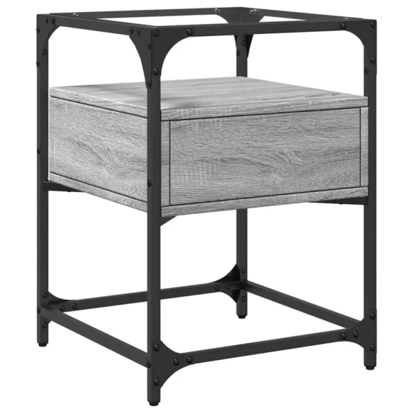 2 db szürke sonoma színű szerelt fa éjjeliszekrény 40x40x55 cm