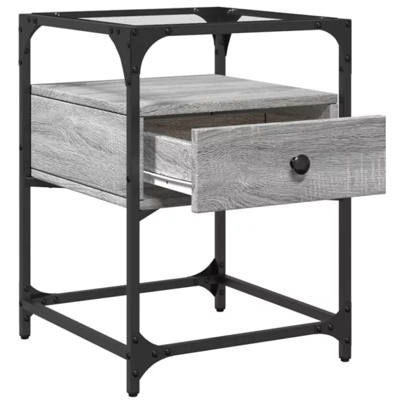 2 db szürke sonoma színű szerelt fa éjjeliszekrény 40x40x55 cm