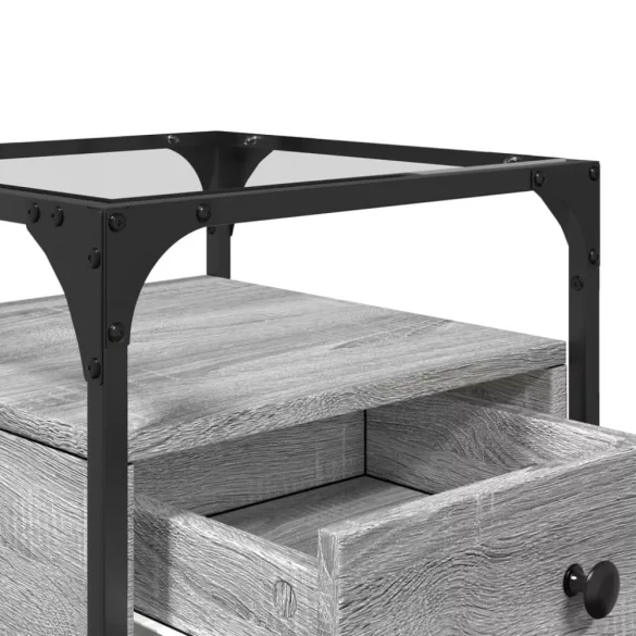 2 db szürke sonoma színű szerelt fa éjjeliszekrény 40x40x55 cm