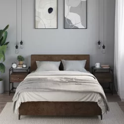   2 db barna tölgy színű szerelt fa éjjeliszekrény 40x40x55 cm