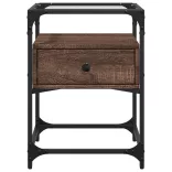 2 db barna tölgy színű szerelt fa éjjeliszekrény 40x40x55 cm